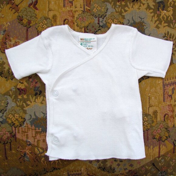 BABY UNDERSHIRT, S, VINTAGE WHITE COTTON w SHAPS, TODDLE TIME 14-18 LBS - Picture 2 of 5